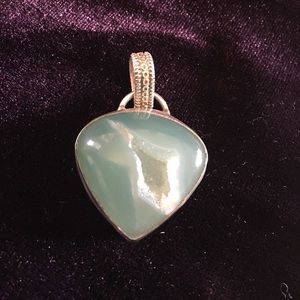 Chalcedony Druzy Sterling Silver Pendant Hand made